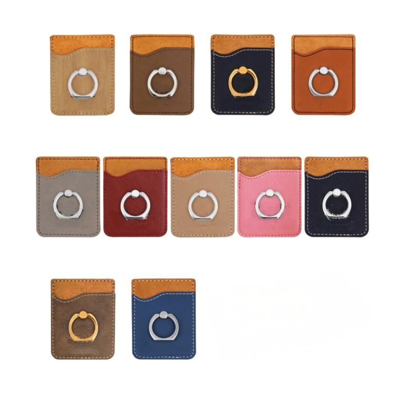 Custom Laser Engraved Leatherette Phone Wallet w/Ring Stand (2.375"x3.125") - 1