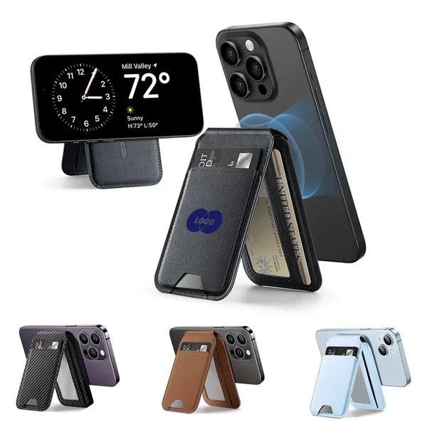 Magnetic-Vegan-Leather-Phone-Wallet-with-Adjustable-Stand-AJKX011 Custom Magnetic Vegan Leather Phone Wallet with Adjustable Stand