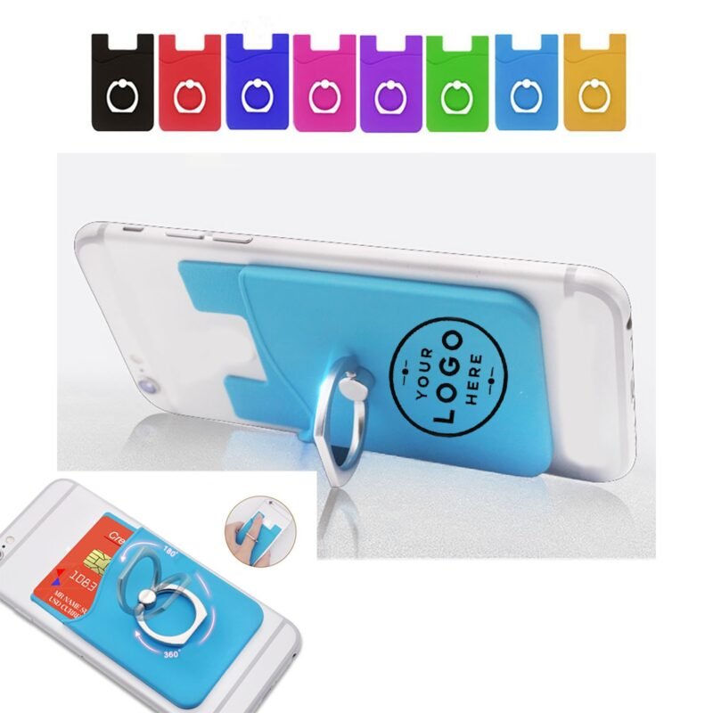 Adhesive-Cell-Phone-Wallet-With-Ring-Stand-GGLLSX0106 Custom Adhesive Cell Phone Wallet With Ring Stand