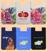 Custom Full Color Print Silicone Stick on Cell Phone Wallet with Pocket for Credit Card