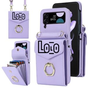 Custom Leather Phone Wallet Pouch with Card Holder and Ring