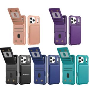 Custom PU Leather Magnetic Phone Wallet Card Holder Phone Case With Phone Stand