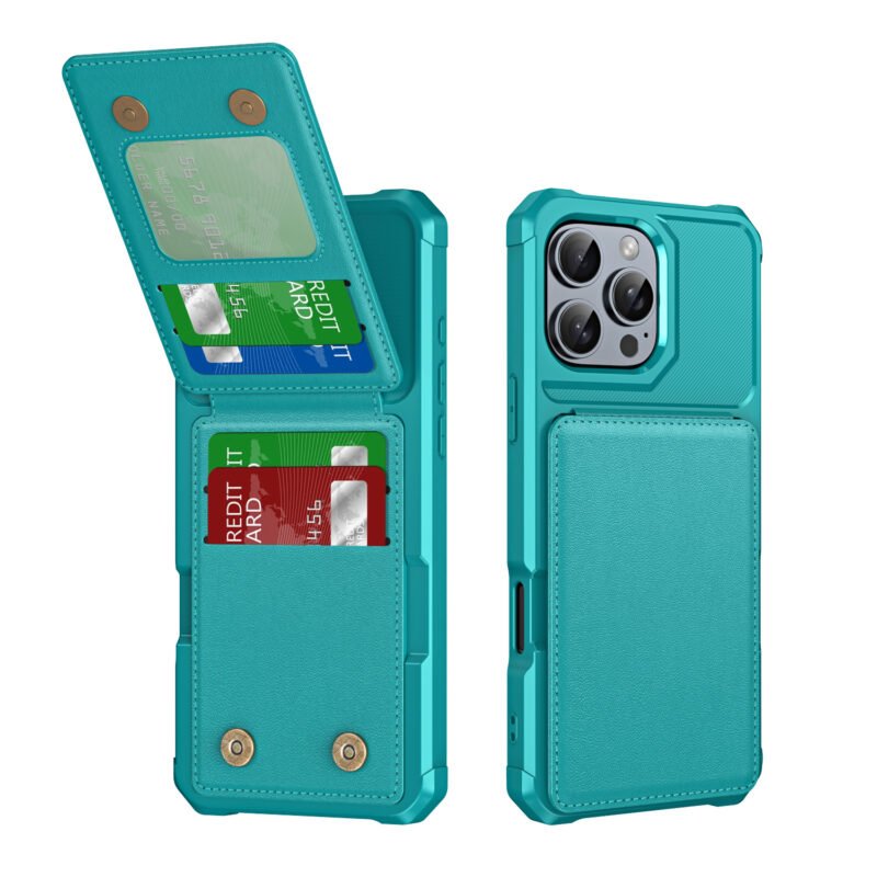 Custom PU Leather Magnetic Phone Wallet Card Holder Phone Case With Phone Stand - 4