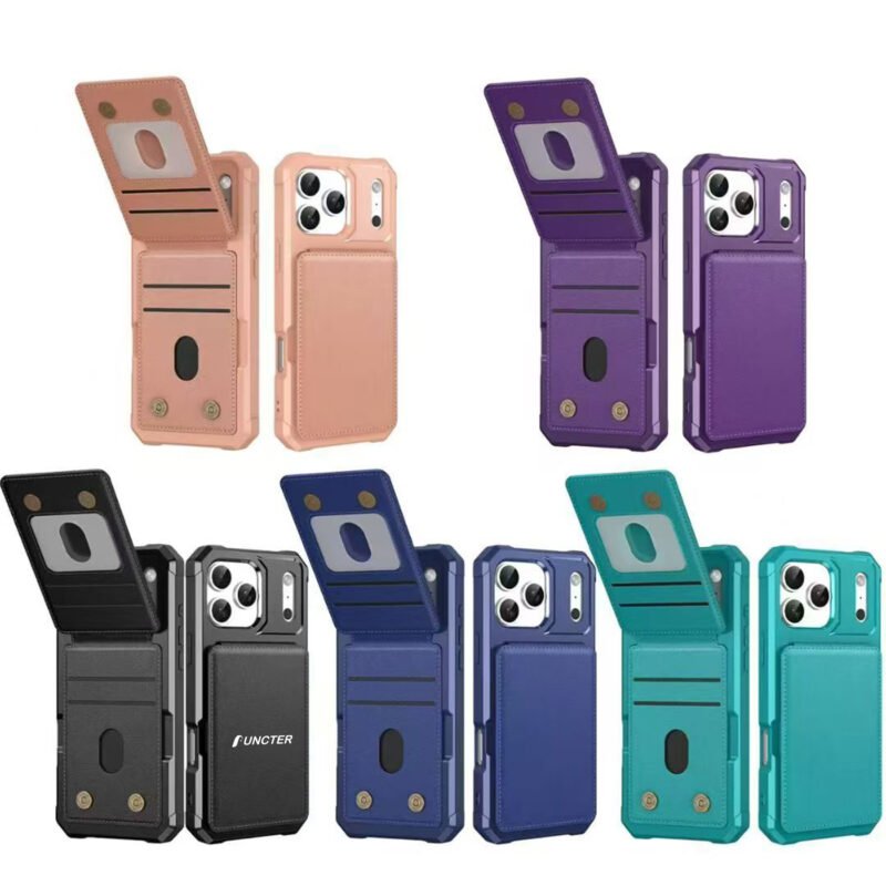 Custom PU Leather Magnetic Phone Wallet Card Holder Phone Case With Phone Stand