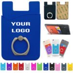 Custom Silicone Mobile Phone Wallet Card Holder with Ring Stand