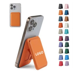 Custom 3-Card Magnetic Pu Leather Phone Wallet W/ A-Stand
