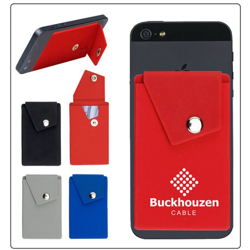 Custom Silicone Button Phone Wallet with Stand - 1