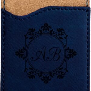 Custom 2.38" x 3.13" Blue and Black Laserable Leatherette Phone Wallet