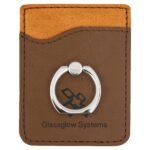 Custom 2.38" x 3.13" Laserable Leatherette Phone Wallet with Ring - 2