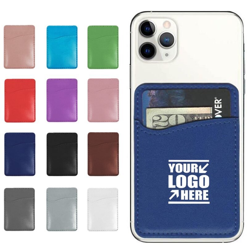 Custom PU Leather Phone Wallet Card Holder with Adhesive
