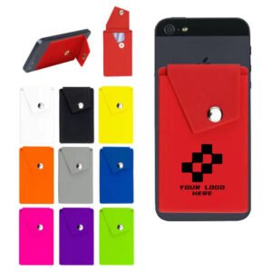 Custom Silicone Phone Wallet Stand with Button Pocket