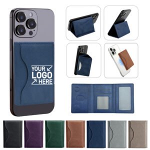 Custom Magnetic Triple-Fold Phone Wallet with Stand & Card Slots