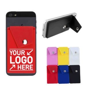 Custom Phone Wallet Stick-On Stand with Button Pocket