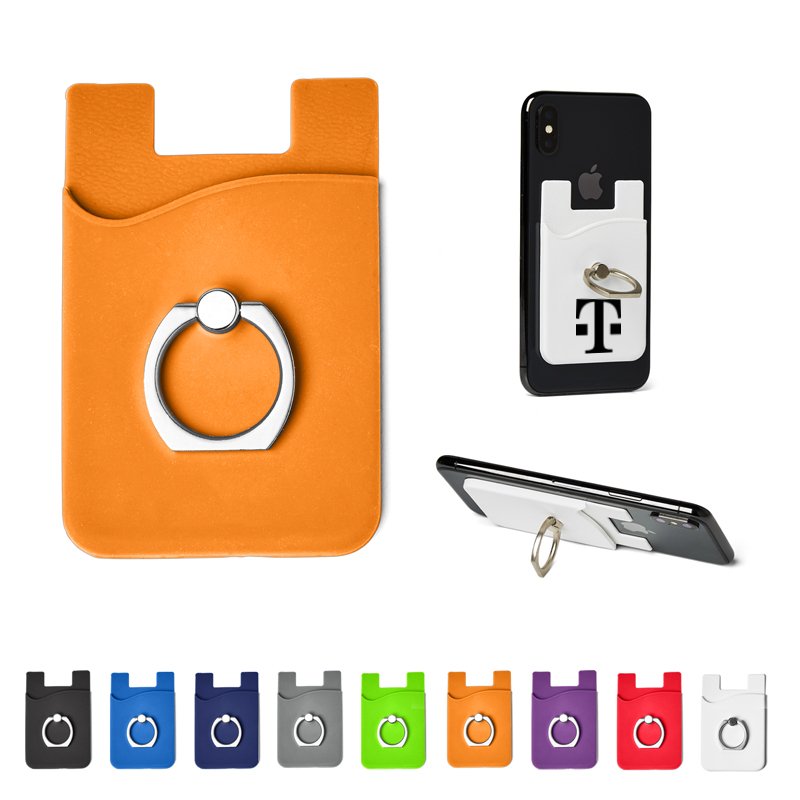 Custom Silicone Phone Wallet With Finger Ring